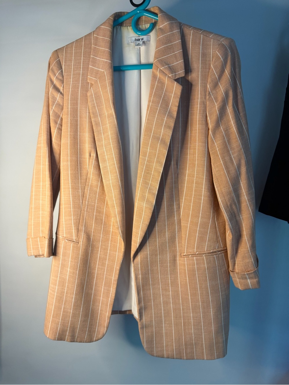 Bar III Tan Pinstripe Blazer Jacket